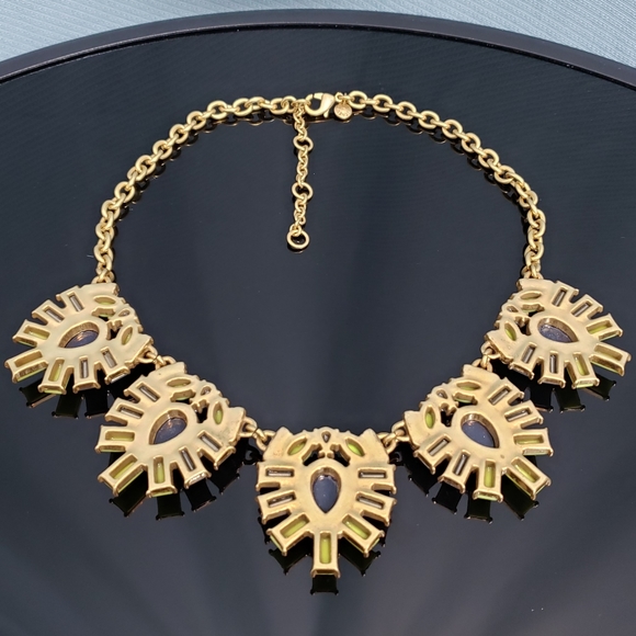 J. Crew Bright Yellow Opalescent Navy Statement Necklace - Picture 10 of 10